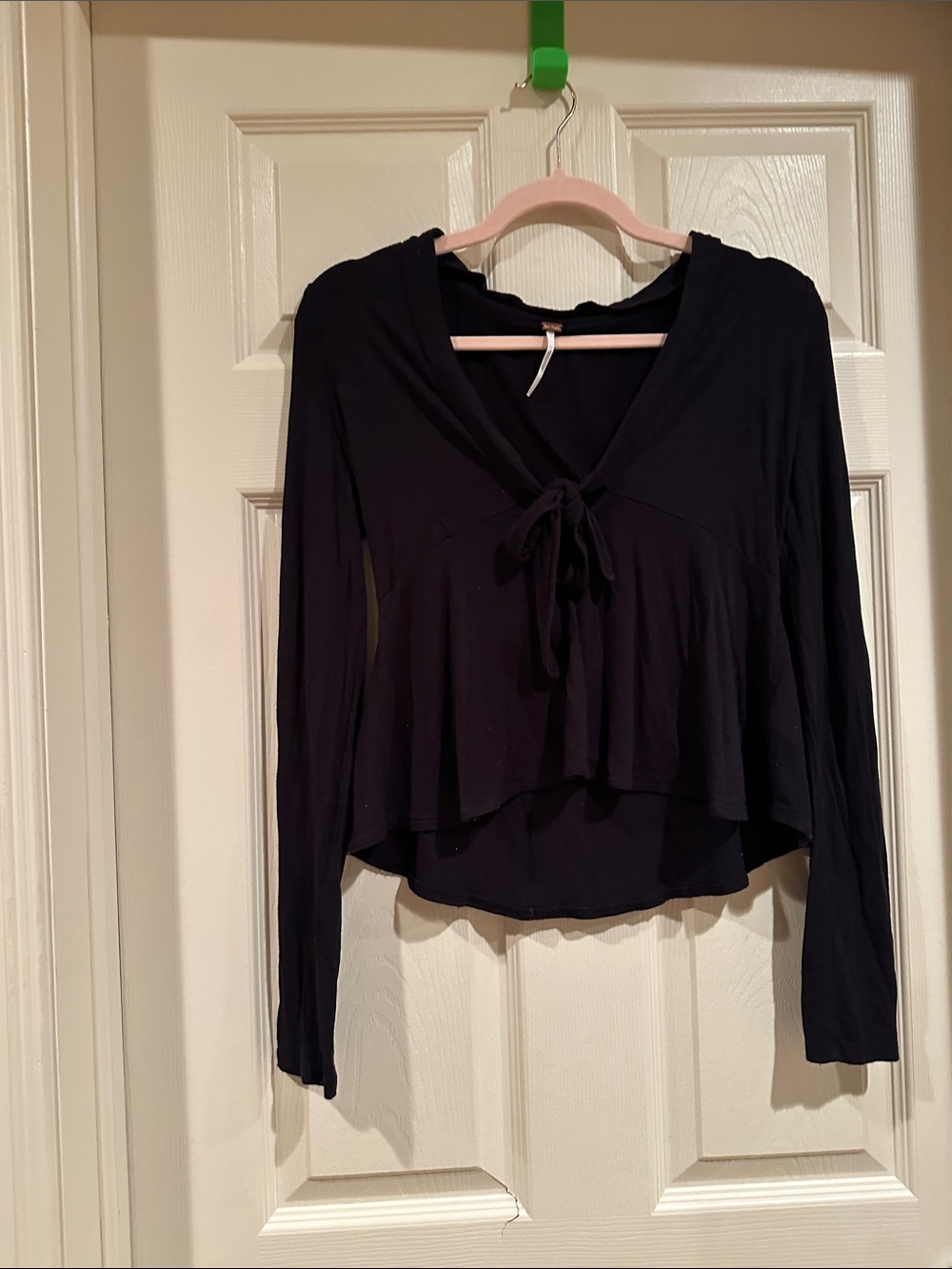 Free People Black Long-Sleeve Tie-Front Tunic Top